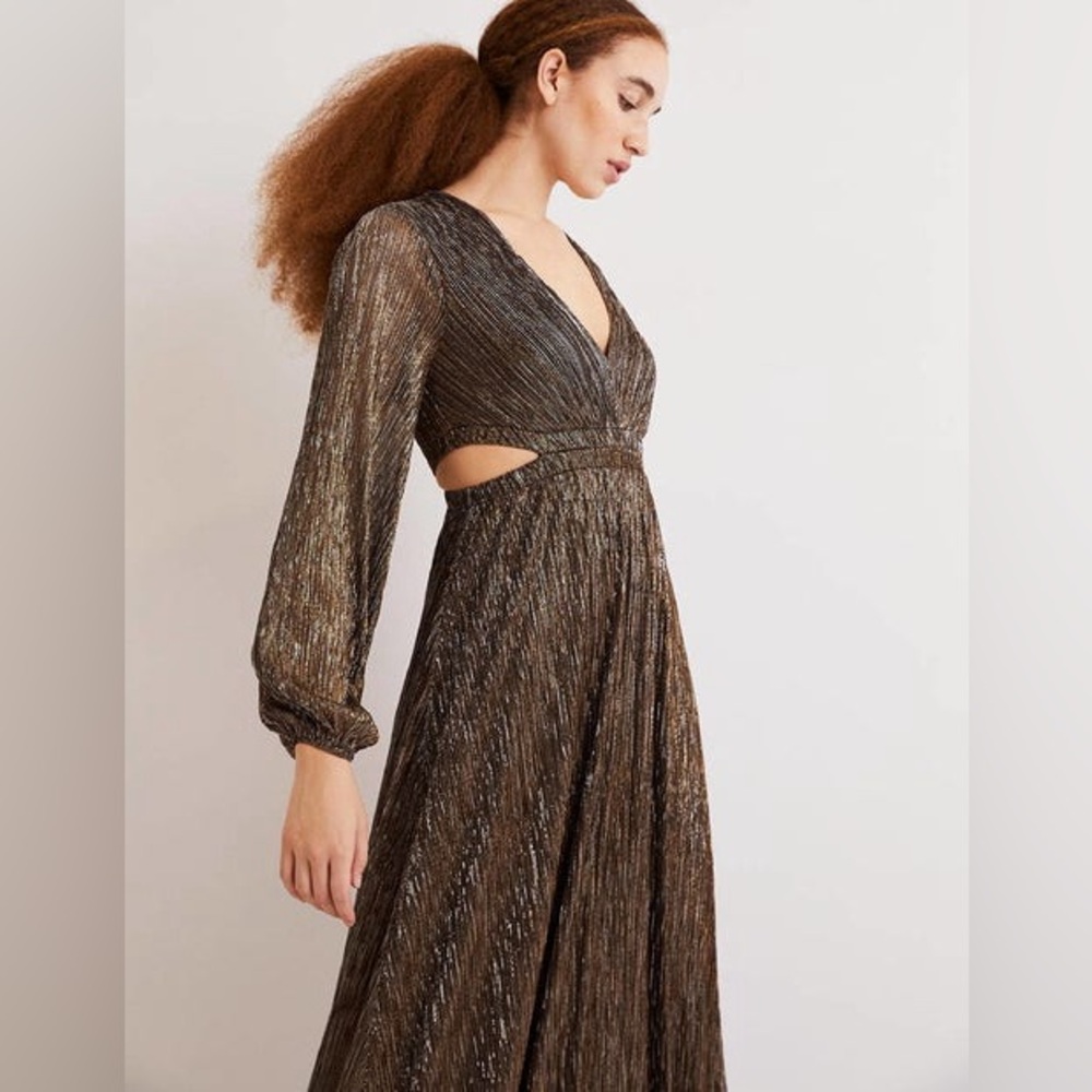 Boden Maxi Cut-Out Party Dress Gold - Size 16 NWT - Picture 2 of 15